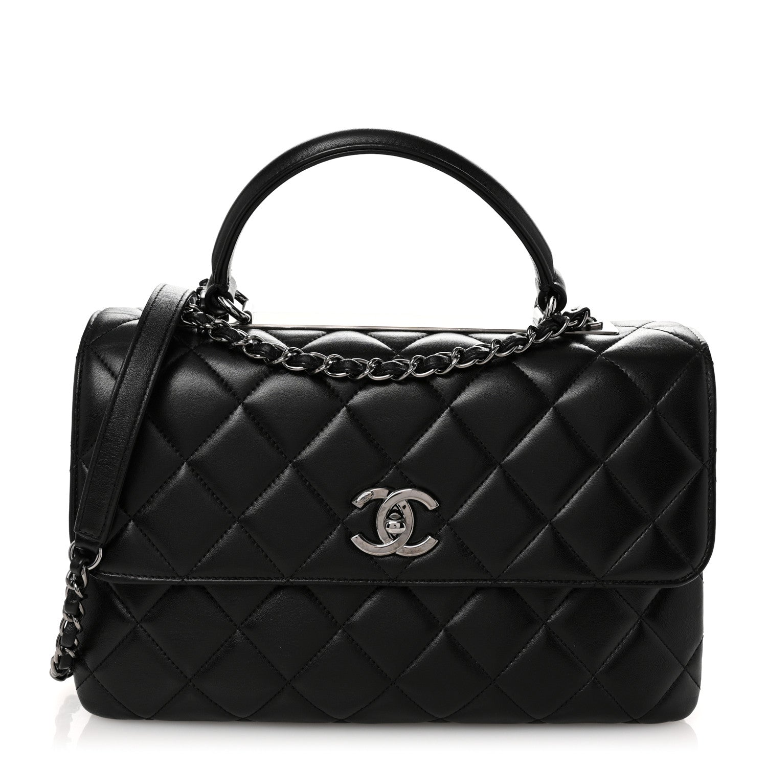 Chanel Lambskin Quilted Medium Trendy CC Flap Dual Handle Bag Black 1 of 10