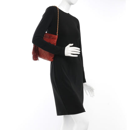 Chanel Lambskin Stitched Tassel Shoulder Bag Red 2 of 9