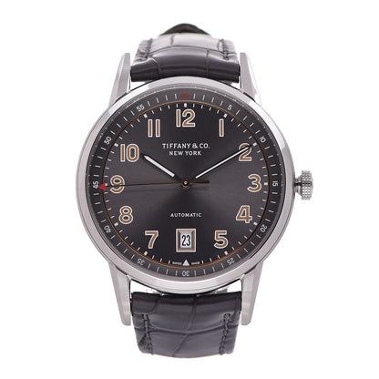 Tiffany Stainless Steel Alligator 40mm CT60 3-Hand Automatic Watch Grey 1 of 12