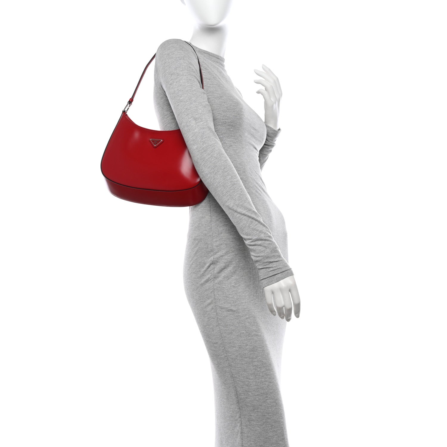 Prada Spazzolato Cleo Shoulder Bag Scarlatto Black 2 of 9