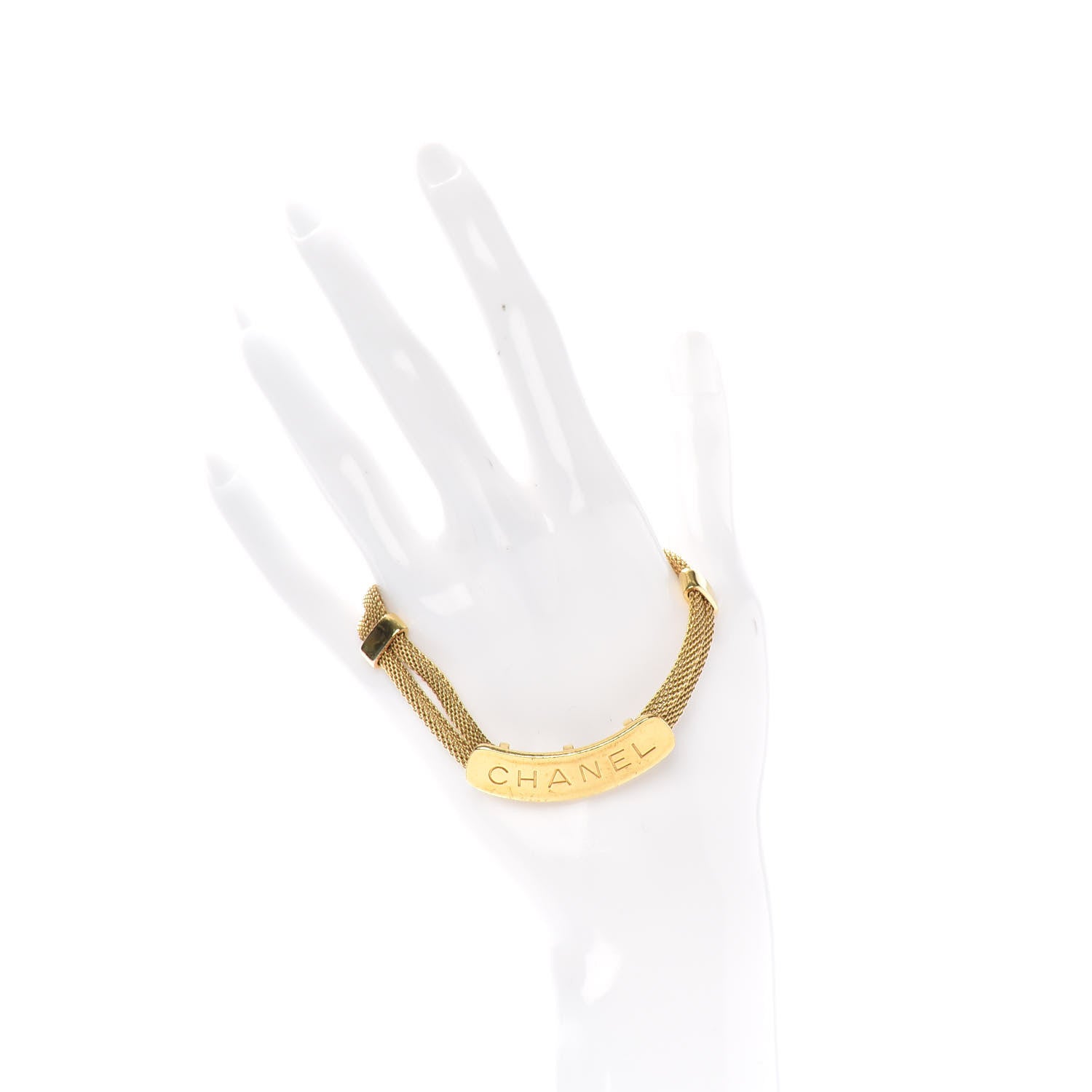 Chanel Metal Plate Logo Chain Bracelet Gold 2 of 4