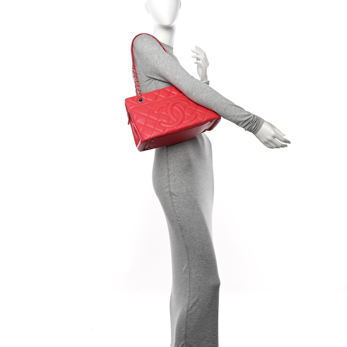 Caviar Quilted Timeless CC Soft Tote Coral