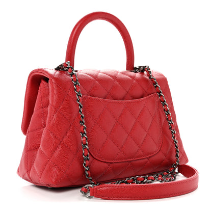 Chanel Caviar Quilted Mini Coco Handle Flap Red 3 of 12