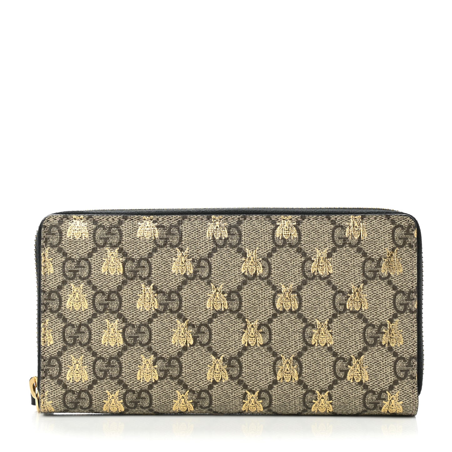 GG Supreme Monogram Bees Zip Around Wallet