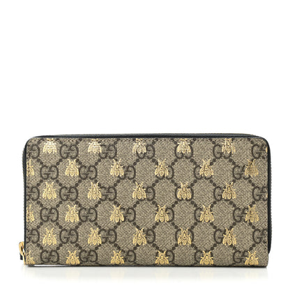 Gucci GG Supreme Monogram Bees Zip Around Wallet 1 of 9
