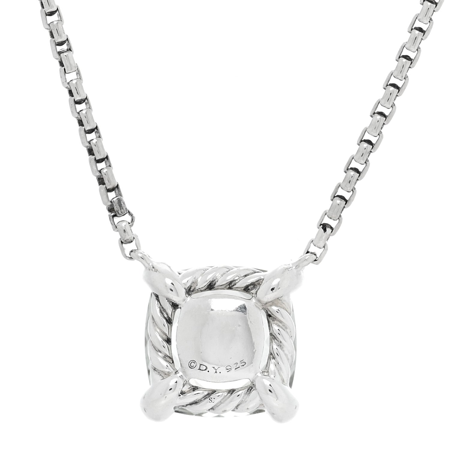 David Yurman Sterling Silver Diamond Prasiolite 9mm Petite Chatelaine Pendant Necklace 4 of 5