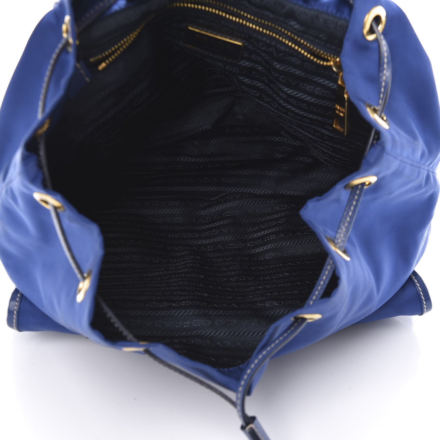 Prada Tessuto Nylon Saffiano Vela Medium Backpack Blue 4 of 11