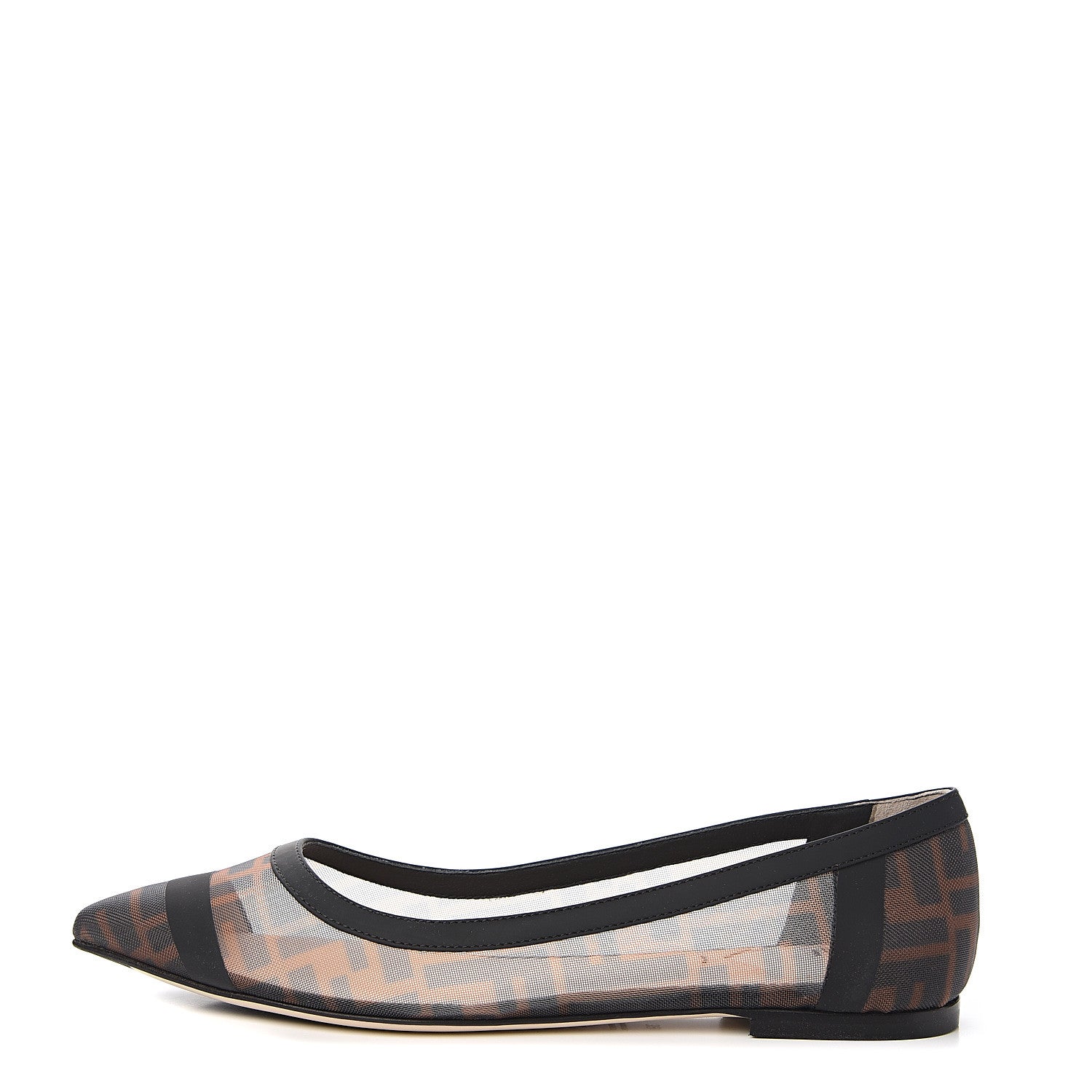 Fendi Mesh FF Skimmer Ballerina Flats 39 Tobacco Moro Black 1 of 8