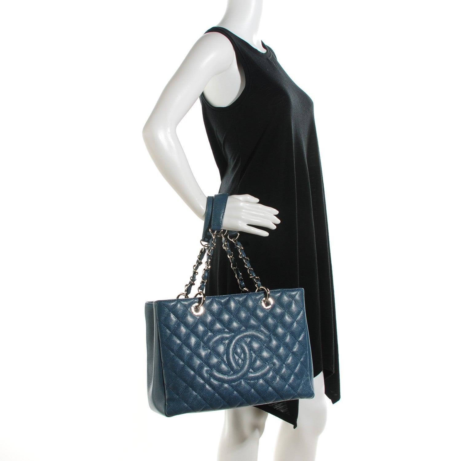 Chanel Caviar Quilted Grand Shopping Tote GST Dark Blue 2 of 8
