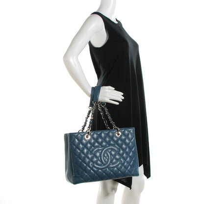 Chanel Caviar Quilted Grand Shopping Tote GST Dark Blue 2 of 8