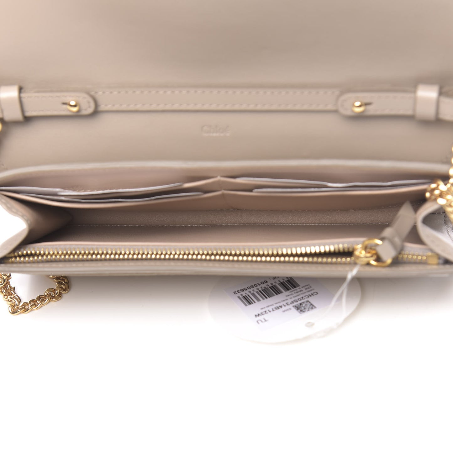 Grained Calfskin Aby Chain Wallet Motty Grey