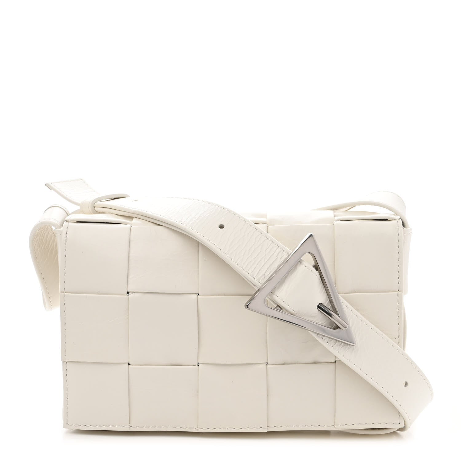 Bottega Veneta Paper Calfskin Maxi Intreccio Cassette Crossbody Bag White 1 of 10