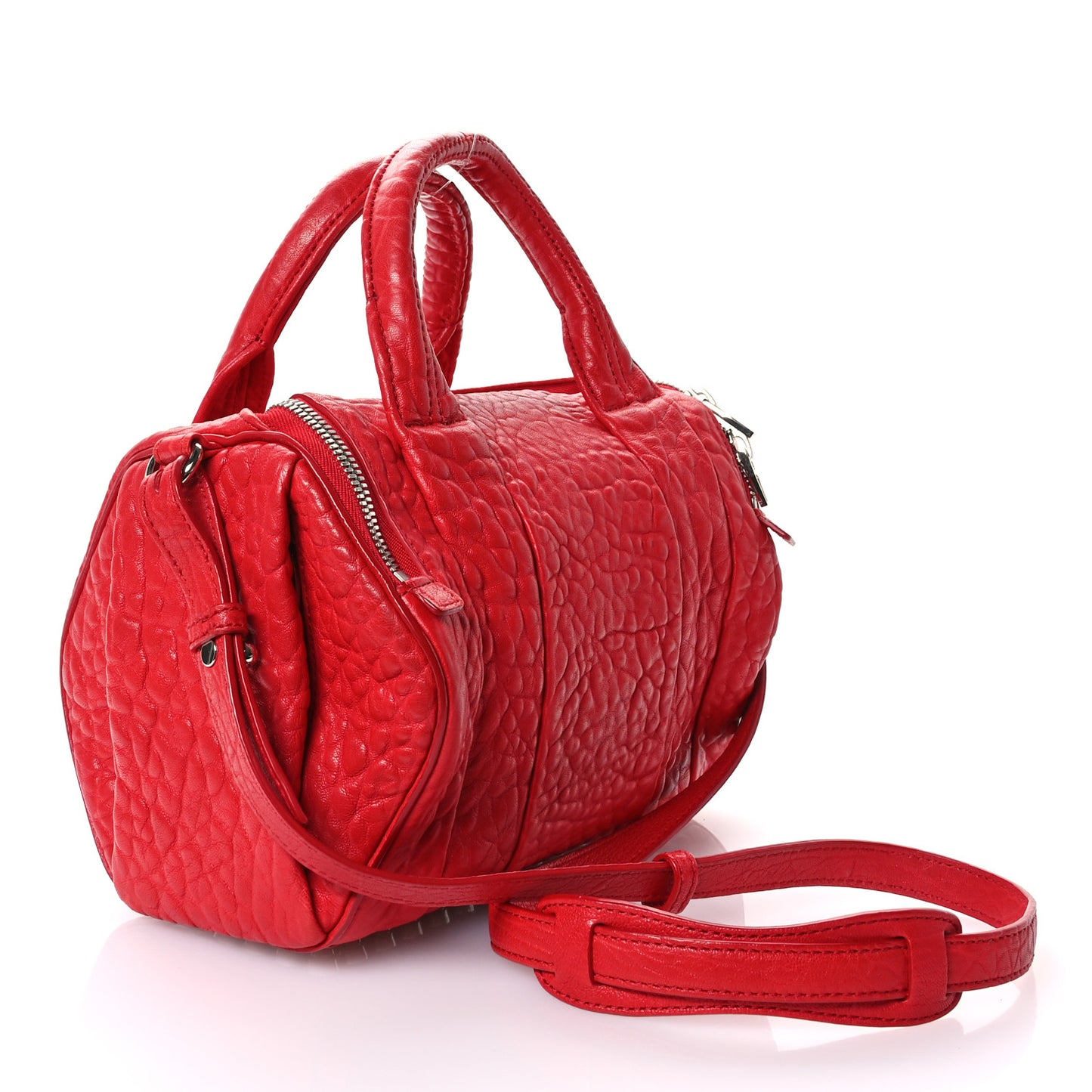 Pebbled Lambskin Rockie Red Silver Hardware