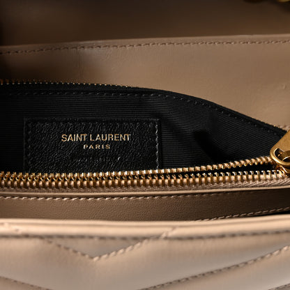 Saint Laurent Calfskin Y Quilted Monogram Medium Loulou Chain Satchel Nude Powder 6 of 9