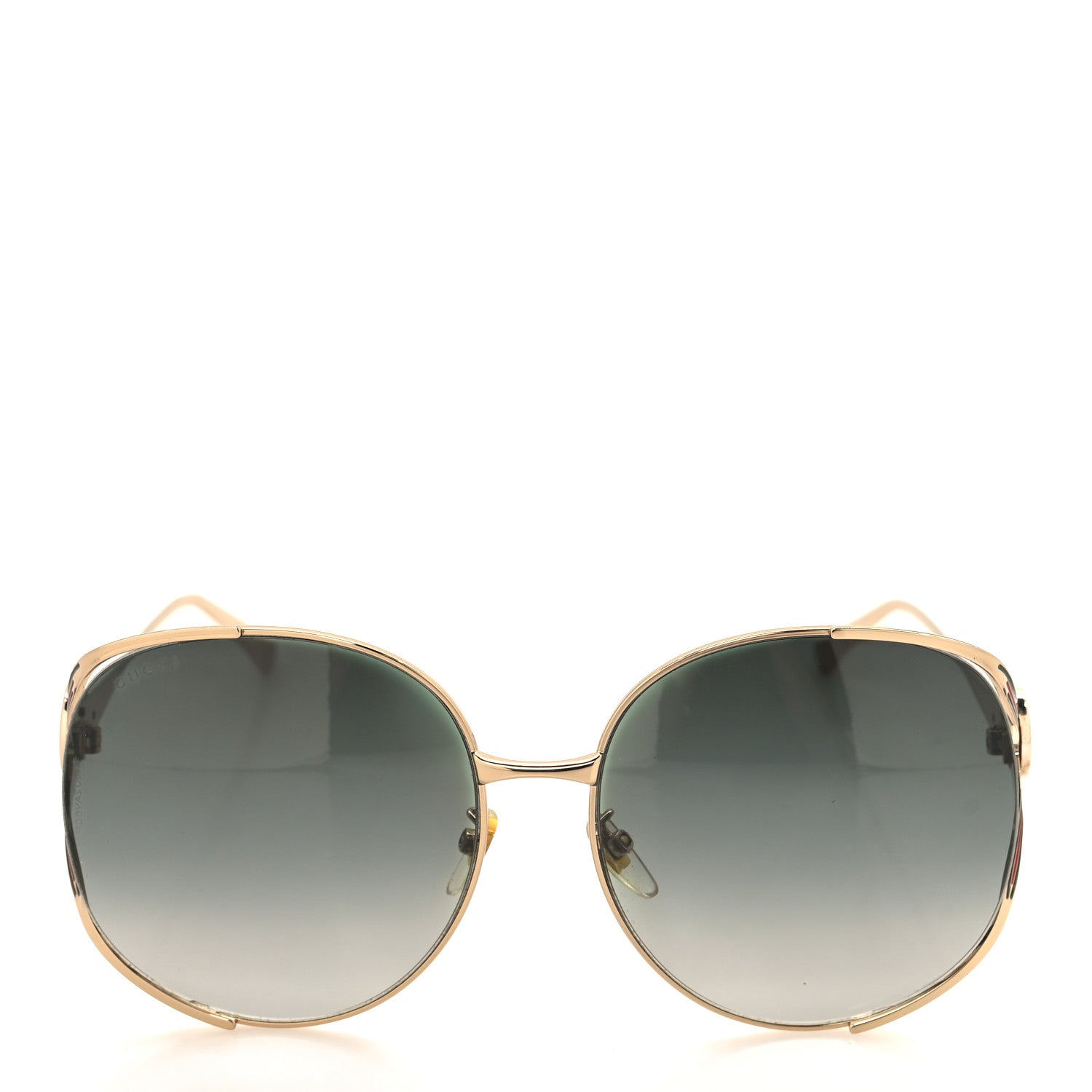 Gucci Metal Oversized Round Frame GG0225S Sunglasses Gold 2 of 7