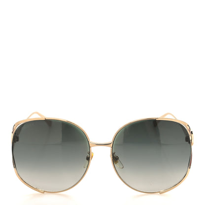 Gucci Metal Oversized Round Frame GG0225S Sunglasses Gold 2 of 7