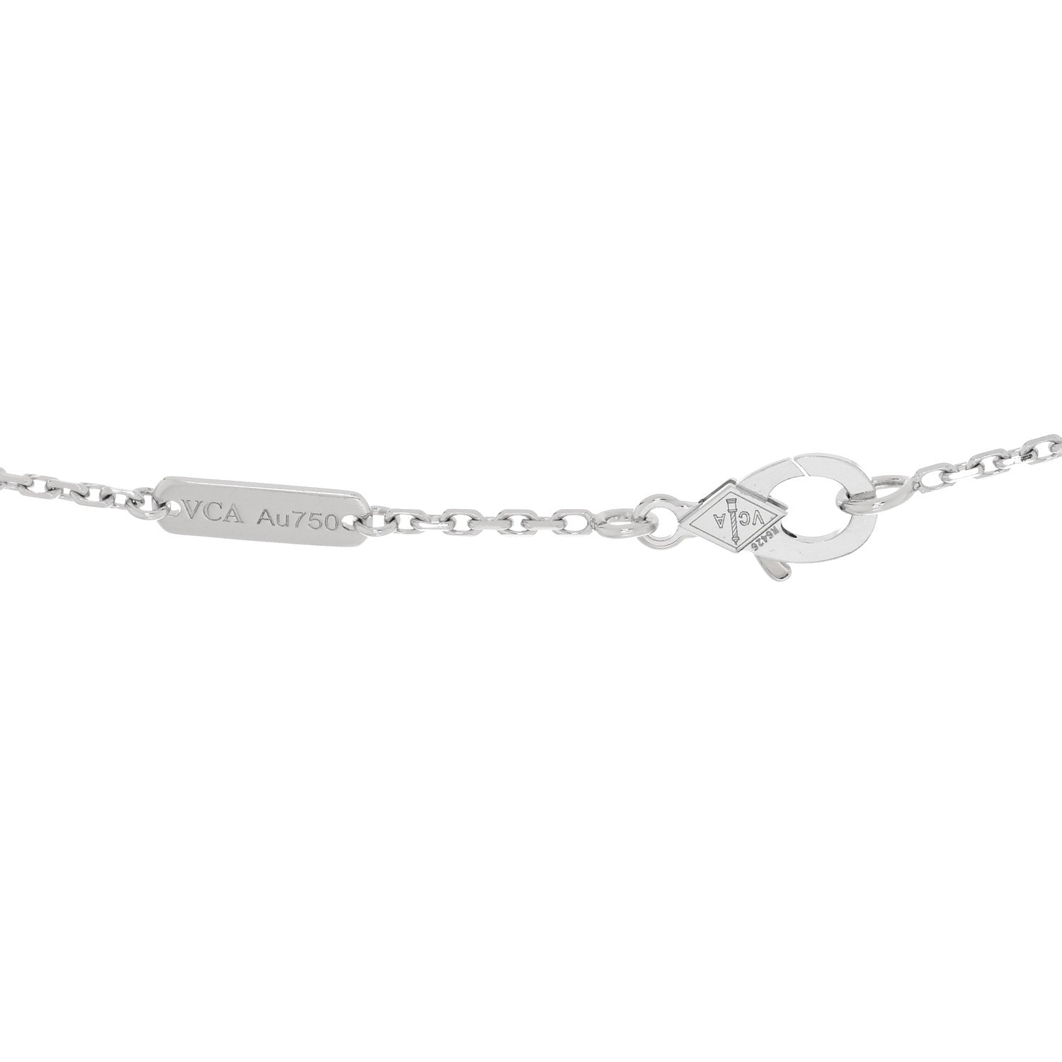 Van Cleef & Arpels 18K White Gold Diamond Small Perlee Clovers Pendant Necklace 4 of 5