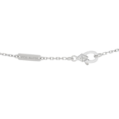 Van Cleef & Arpels 18K White Gold Diamond Small Perlee Clovers Pendant Necklace 4 of 5