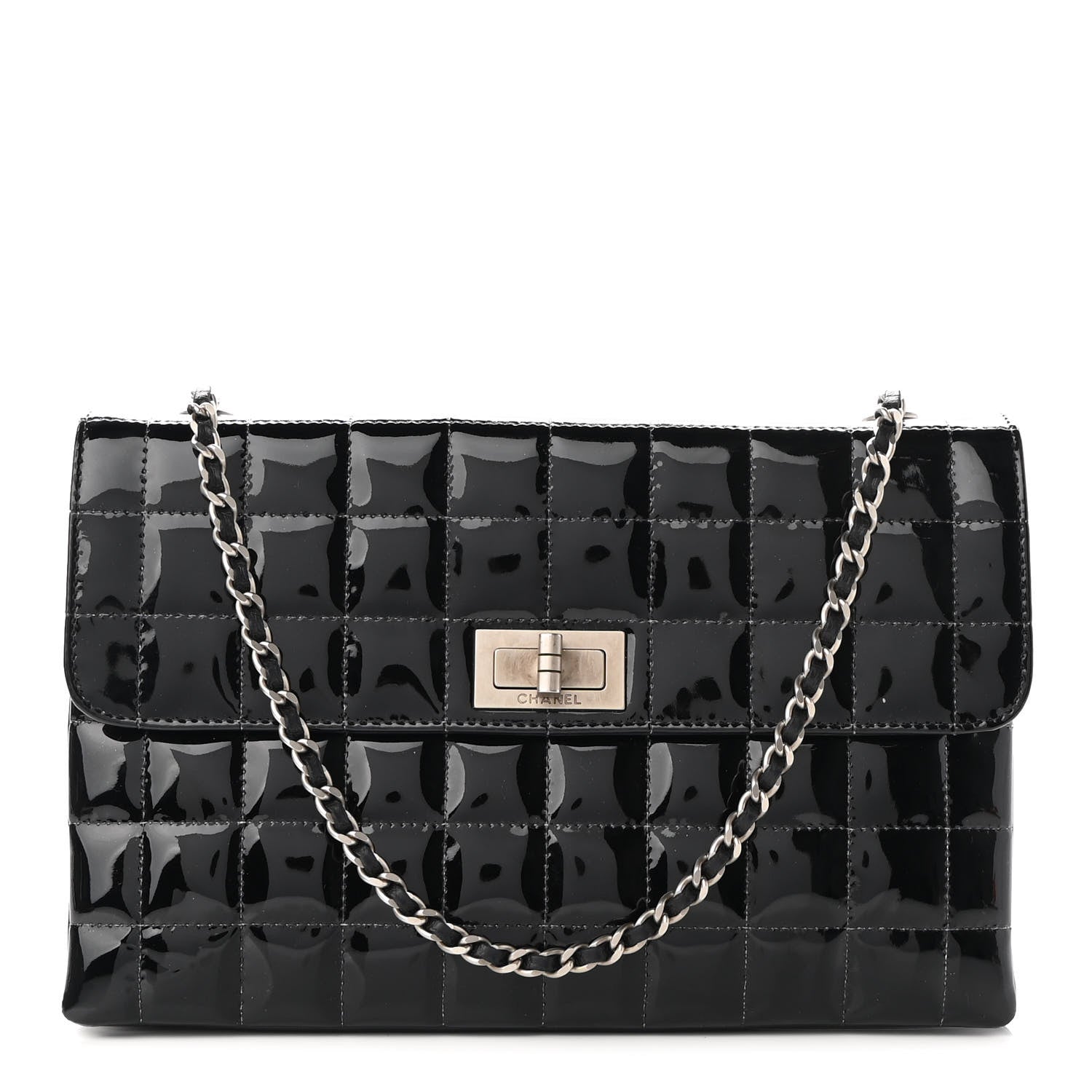 Chanel Patent Chocolate Bar Reissue Single Flap Black 1 of 9