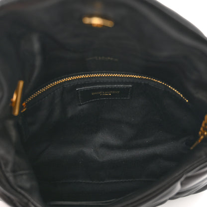 Saint Laurent Lambskin Quilted Toy Loulou Puffer Monogram Chain Satchel Black 6 of 10
