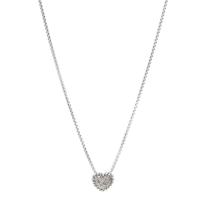 David Yurman Sterling Silver Diamond Petite Pave Heart Necklace 1 of 5