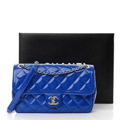 Chanel Patent Quilted Large Coco Shine Flap Blue 14 of 14