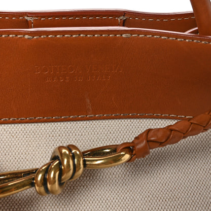 Bottega Veneta Washed Canvas Calfskin Small Andiamo Shoulder Bag Natural Light Wood 10 of 10