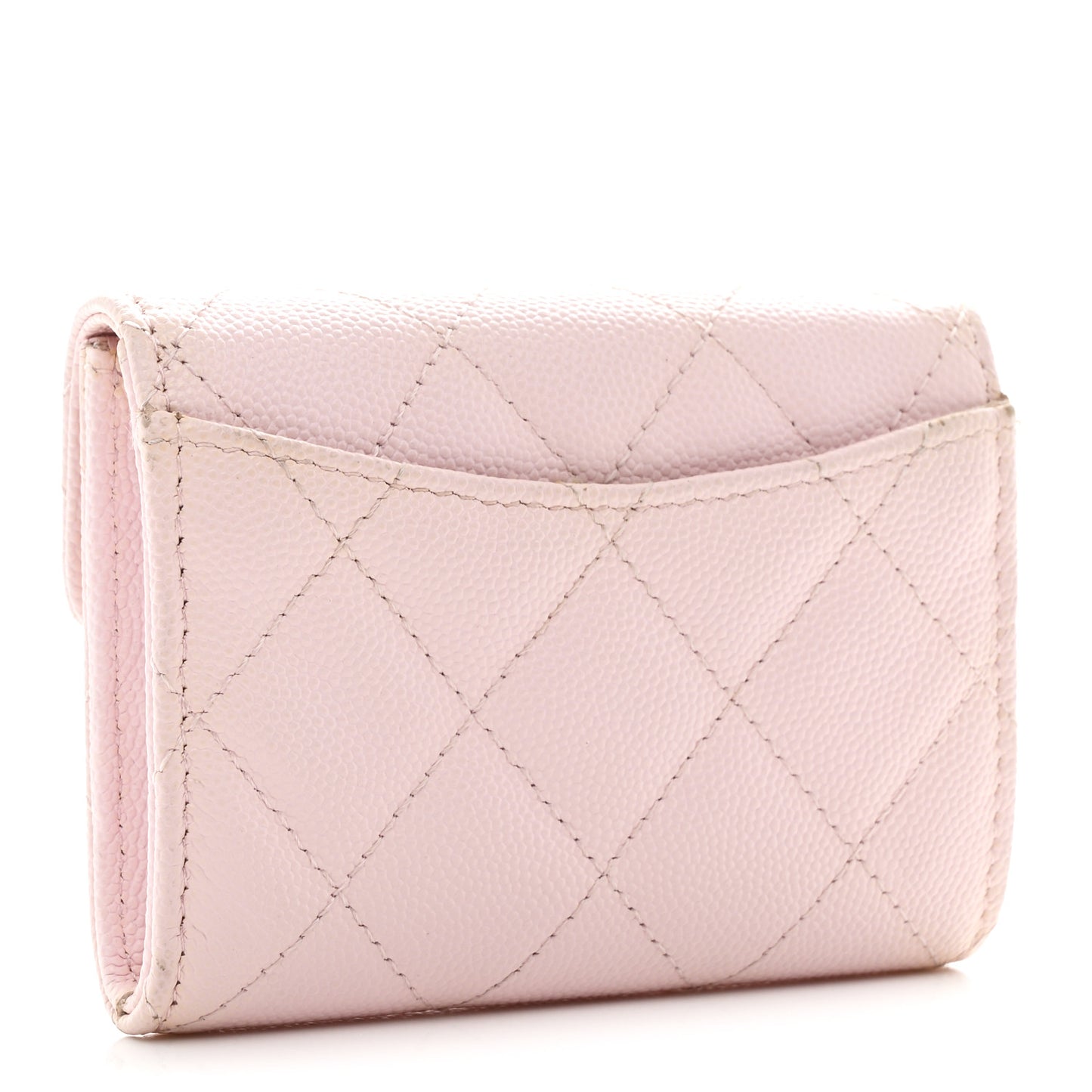Caviar Quilted Flap Card Holder Wallet Light Pink