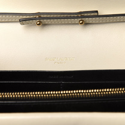 Saint Laurent Smooth Calfskin Monogram Sulpice Chain Wallet Black White 6 of 12