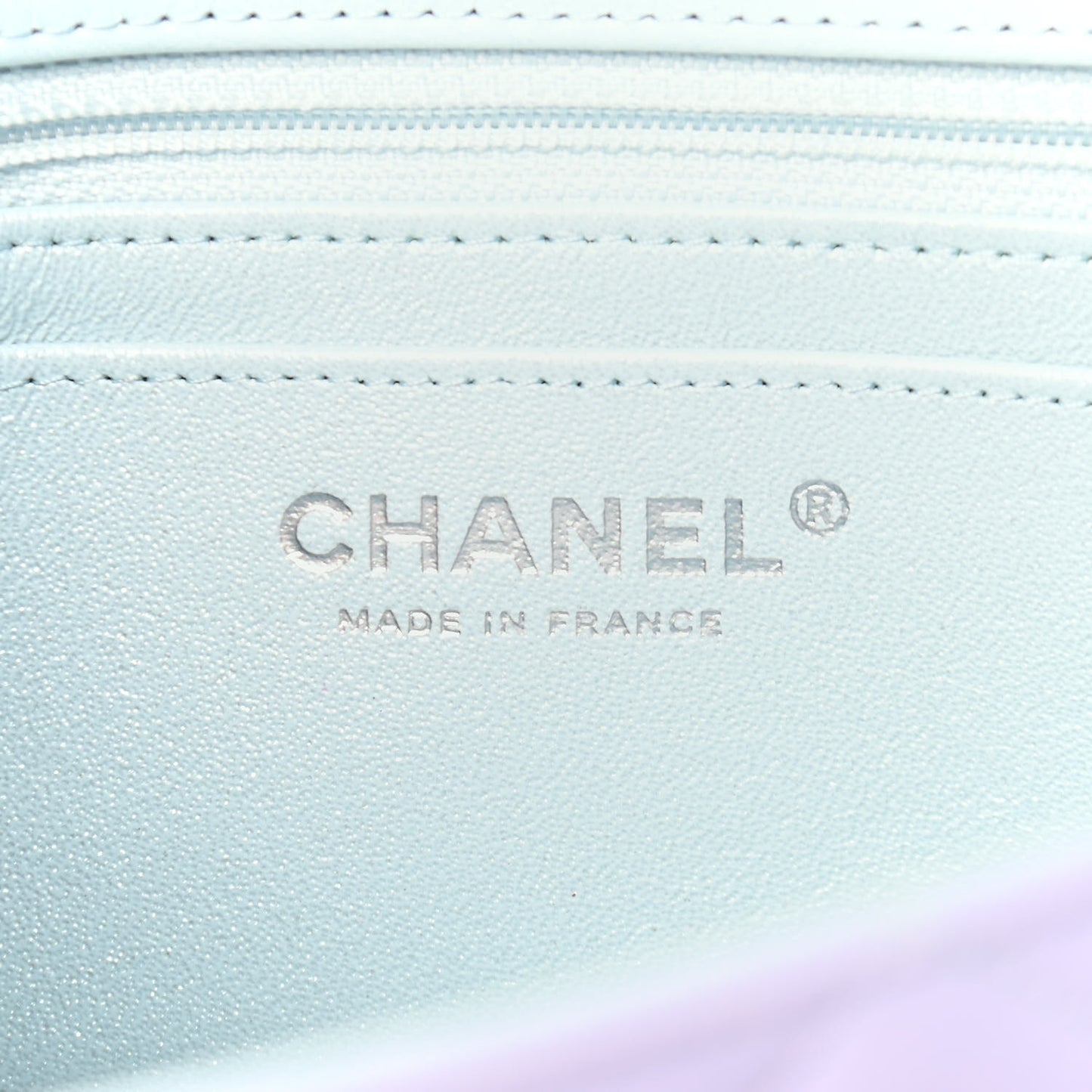 Perforated Lambskin Quilted Mini Rectangular Flap Light Blue Light Purple White