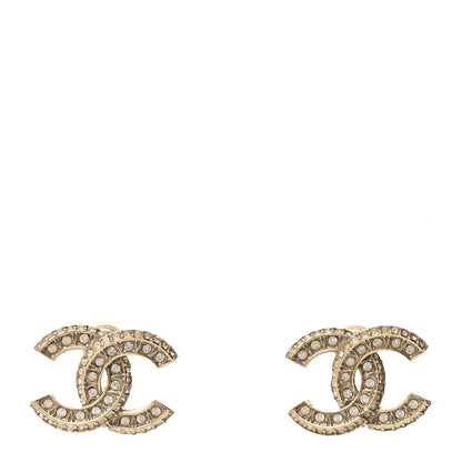 Chanel Crystal Timeless CC Earrings Light Gold 1 of 6
