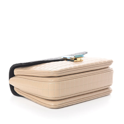 Celine Calfskin Quilted Medium C Bag Black Beige 3 of 8