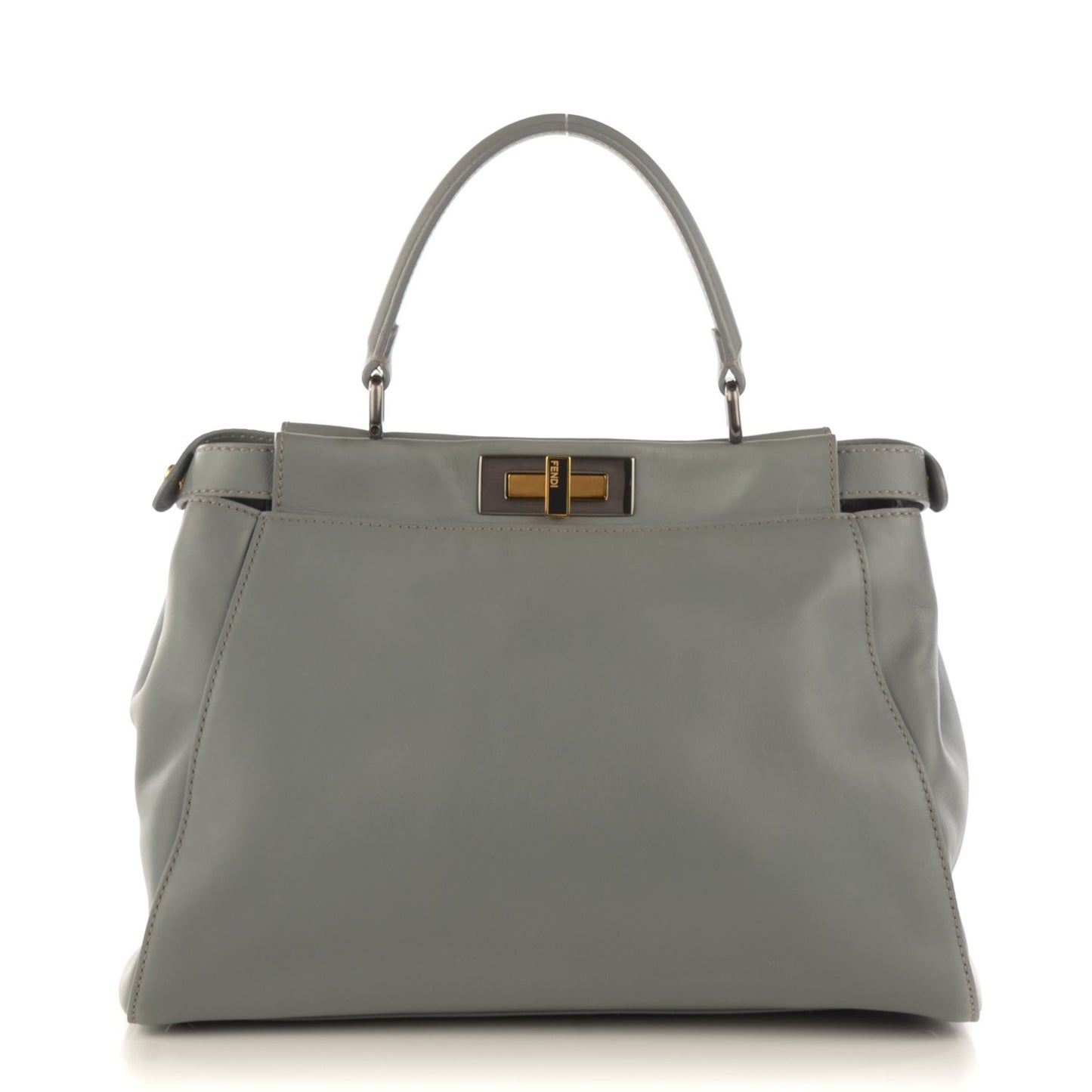 Vitello Suede Medium Peekaboo Iconic Satchel Grigio Chiaro