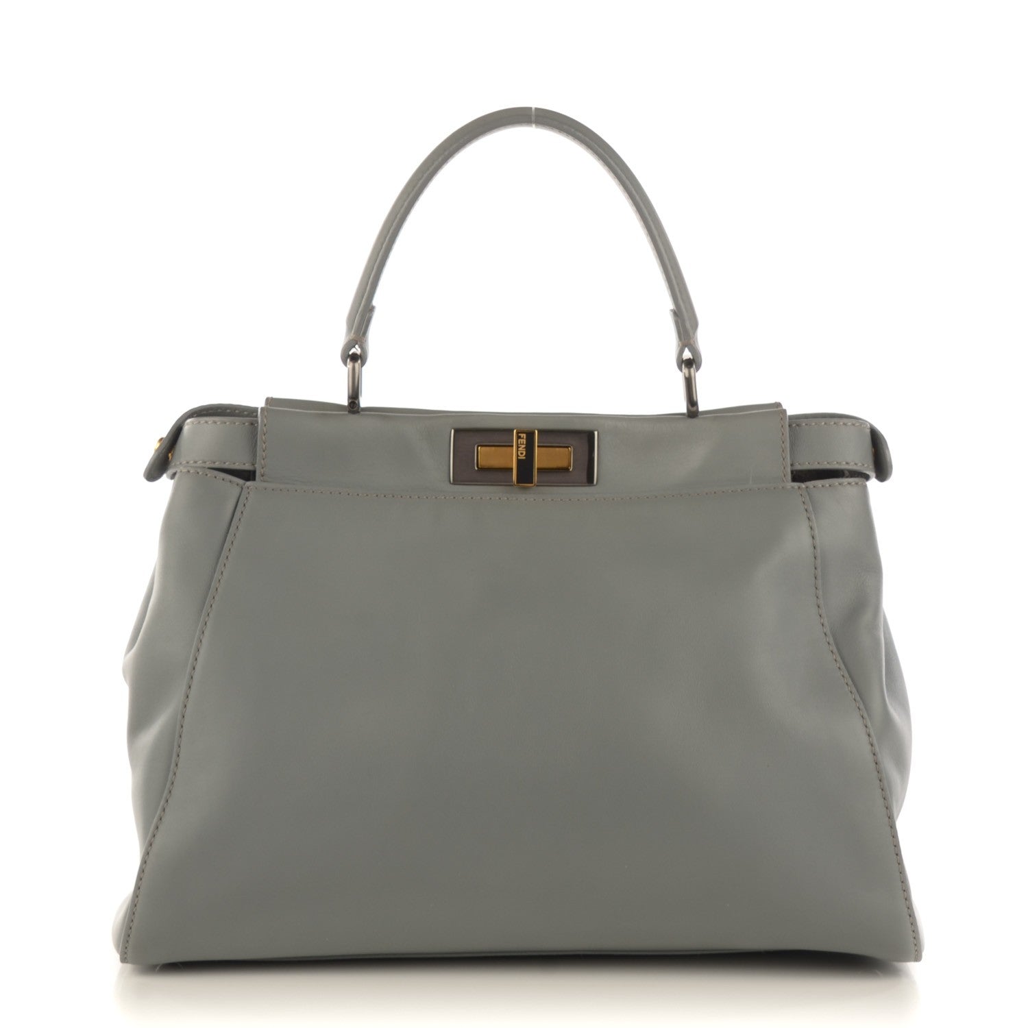 Fendi Vitello Suede Medium Peekaboo Iconic Satchel Grigio Chiaro 1 of 10