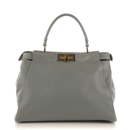 Fendi Vitello Suede Medium Peekaboo Iconic Satchel Grigio Chiaro 1 of 10