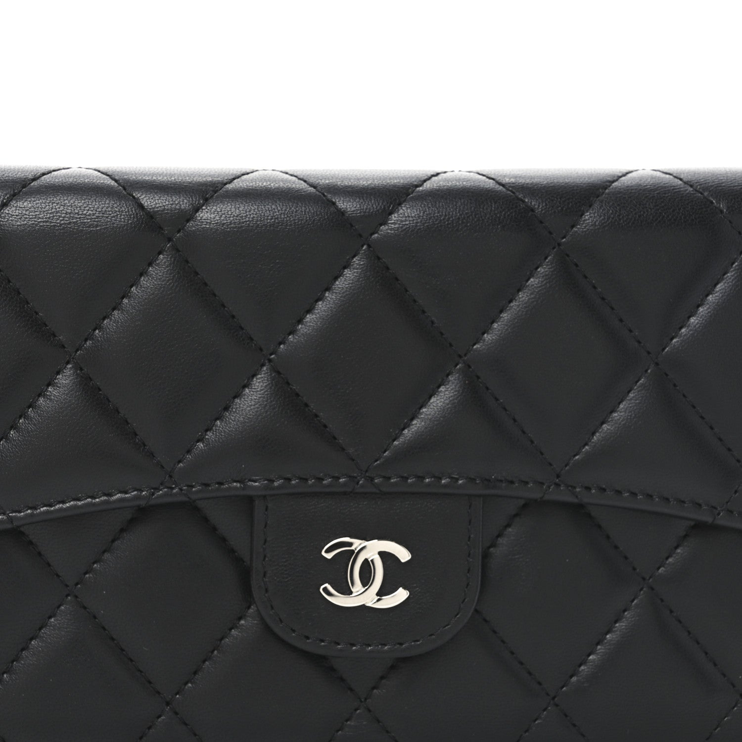 Chanel Lambskin Quilted Large Flap Wallet Black 9 of 10