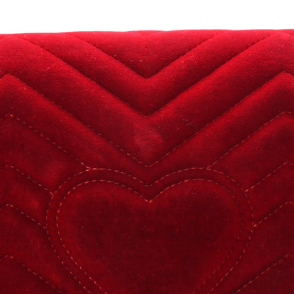Gucci Velvet Matelasse Small GG Marmont Shoulder Bag Hibiscus Red 13 of 21