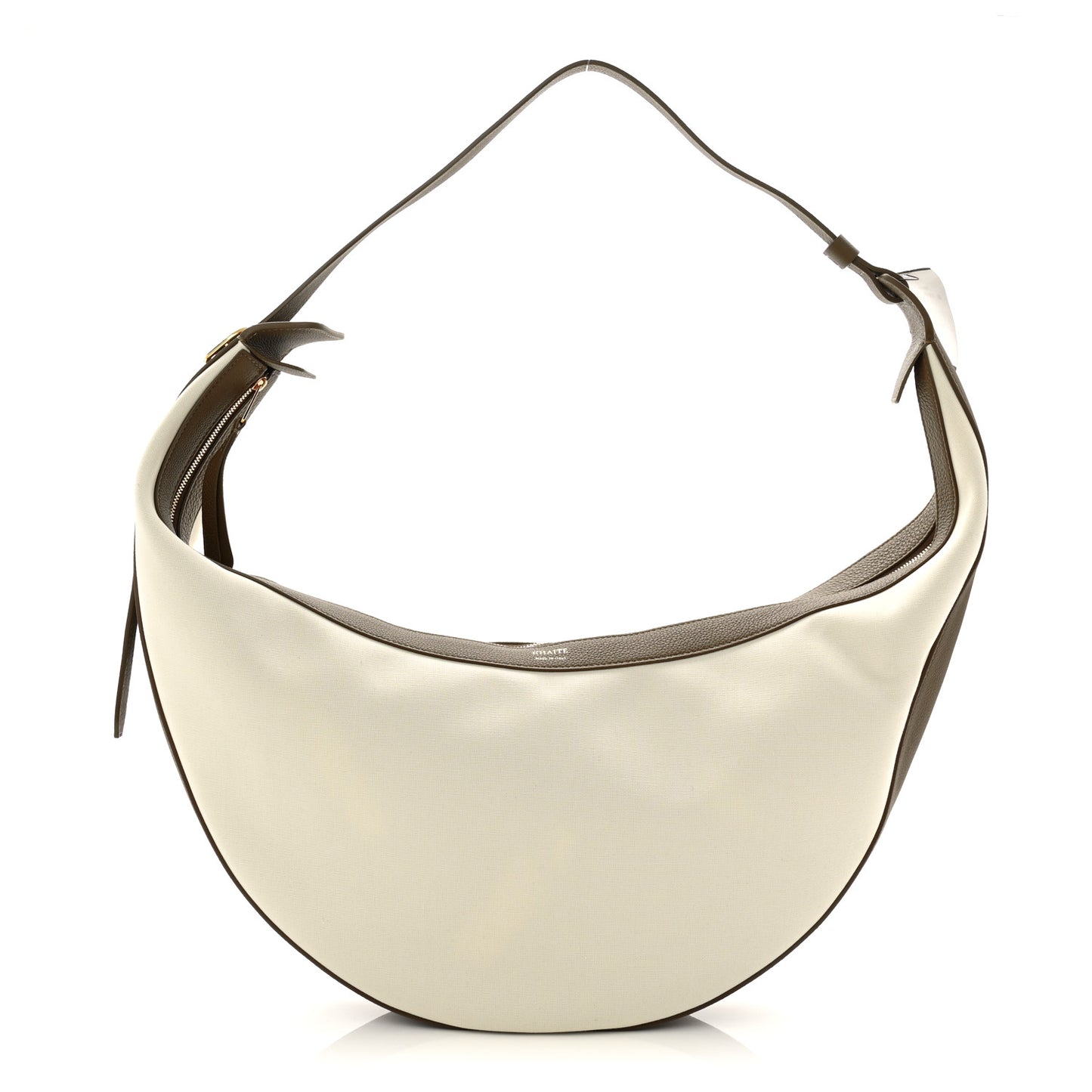 Canvas Calfskin August Hobo Cream Dark Olive