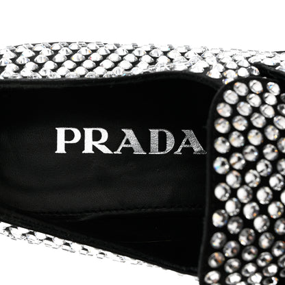 Prada Satin Crystal Metal Triangle Logo 50mm Loafers 39 Cristal 7 of 10
