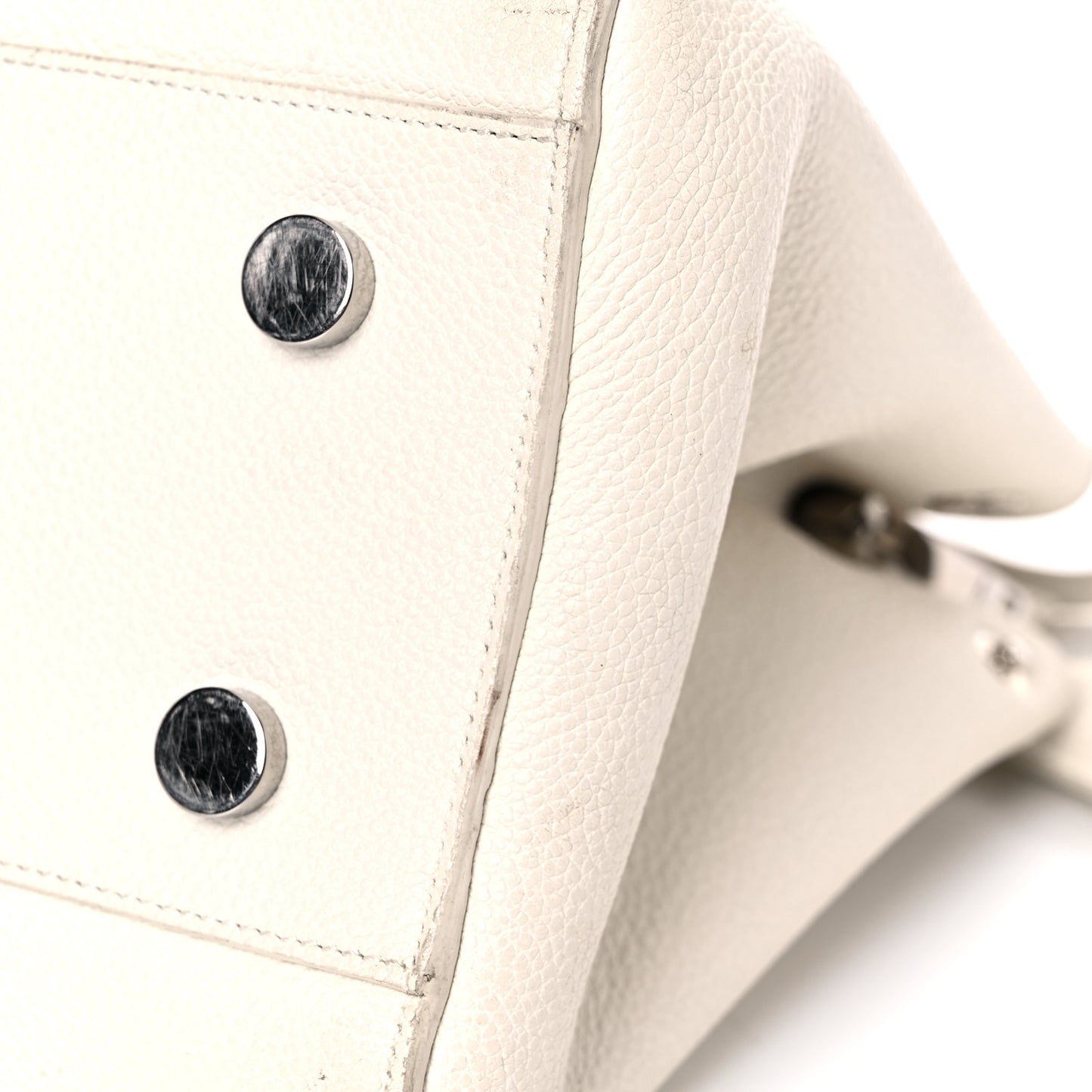 Grained Calfskin Small Rive Gauche White