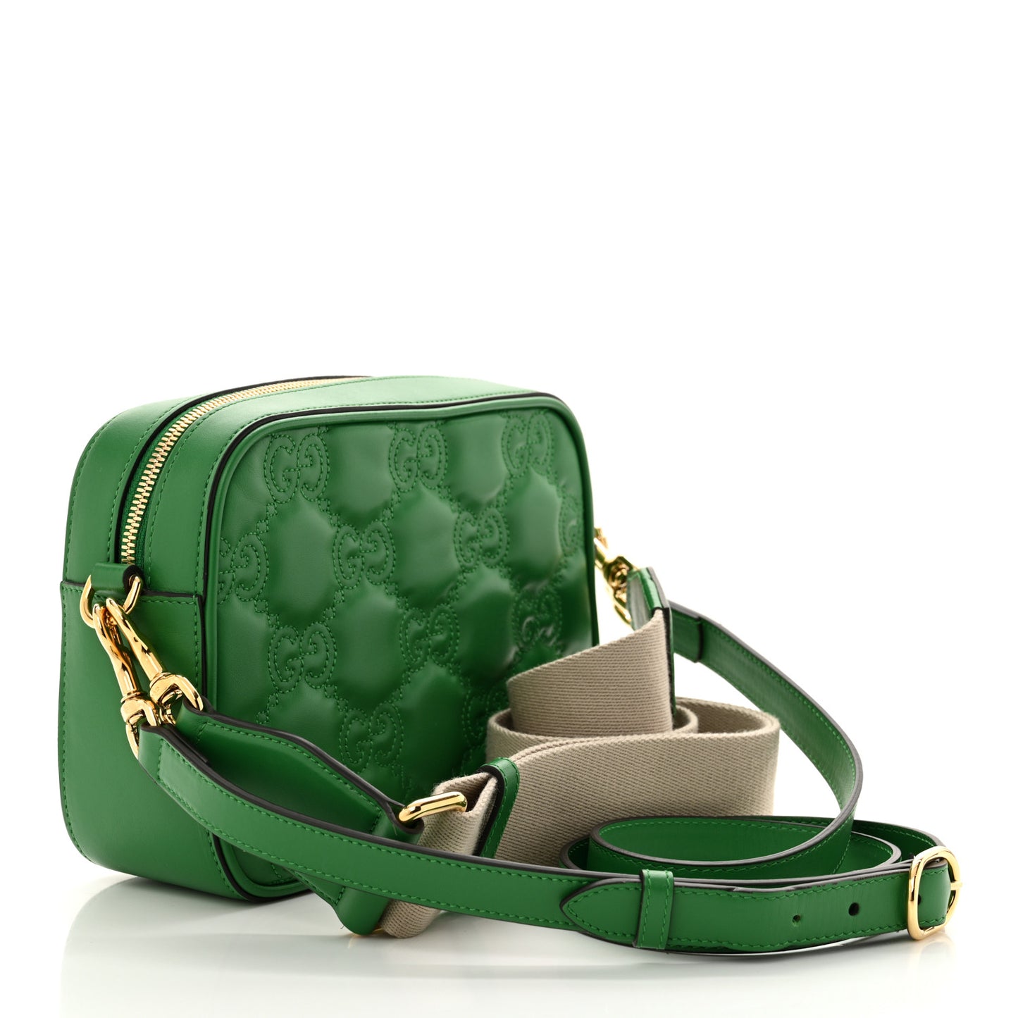Calfskin GG Matelasse Shoulder Bag Spring Green Natural
