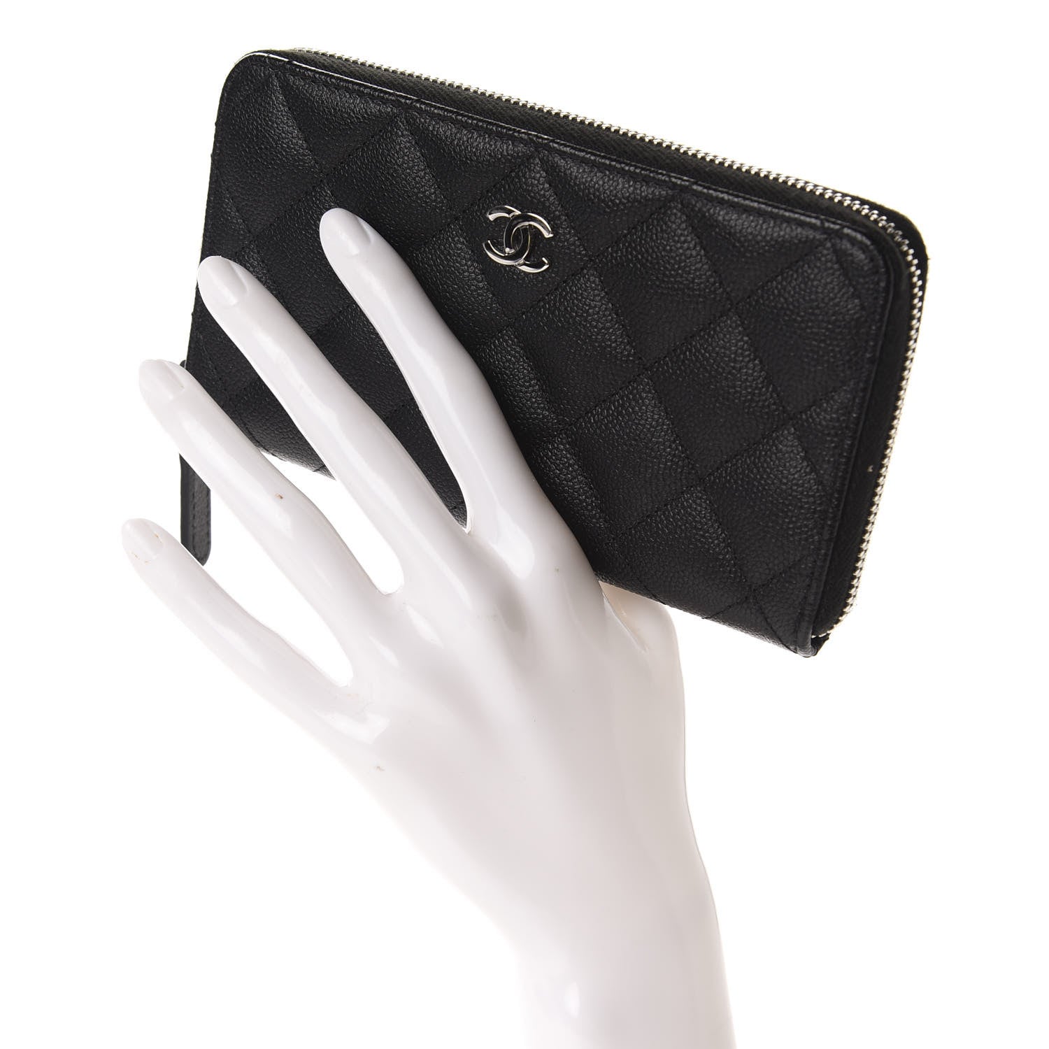 Chanel Caviar Quilted Small Zip Around Wallet Black 2 of 9