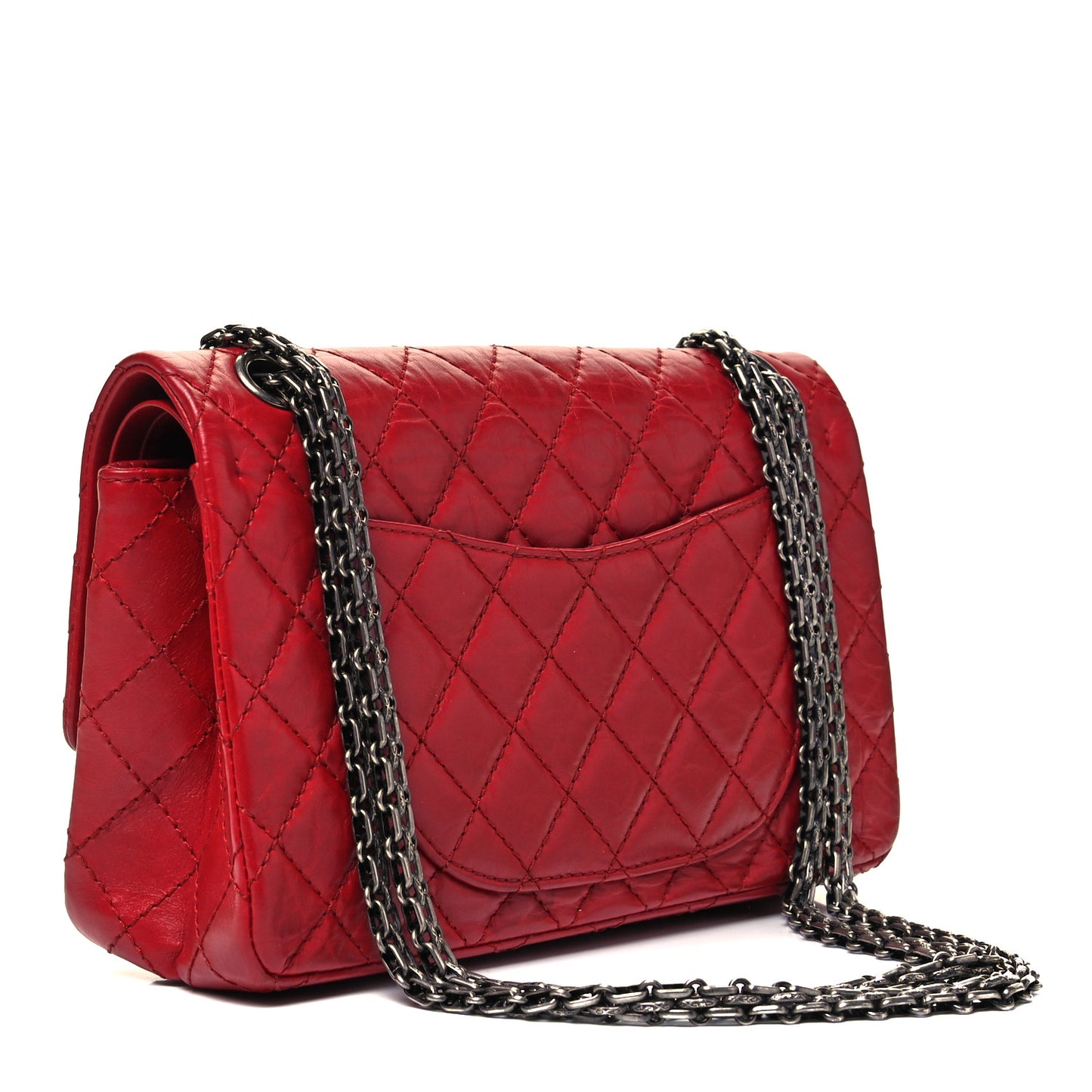 Aged Calfskin Quilted 2.55 Reissue 225 Flap Red