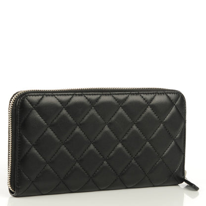 Chanel Lambskin Quilted Large Gusset Zip Around Wallet Black 5 of 8