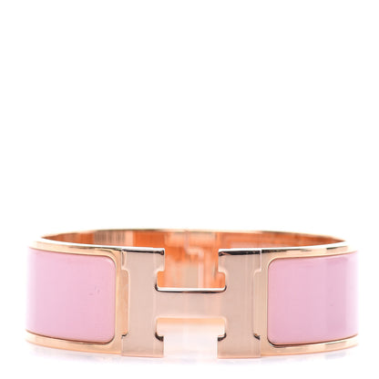 Hermes Enamel Wide Clic Clac H Bracelet GM Rose Nacarat 1 of 5