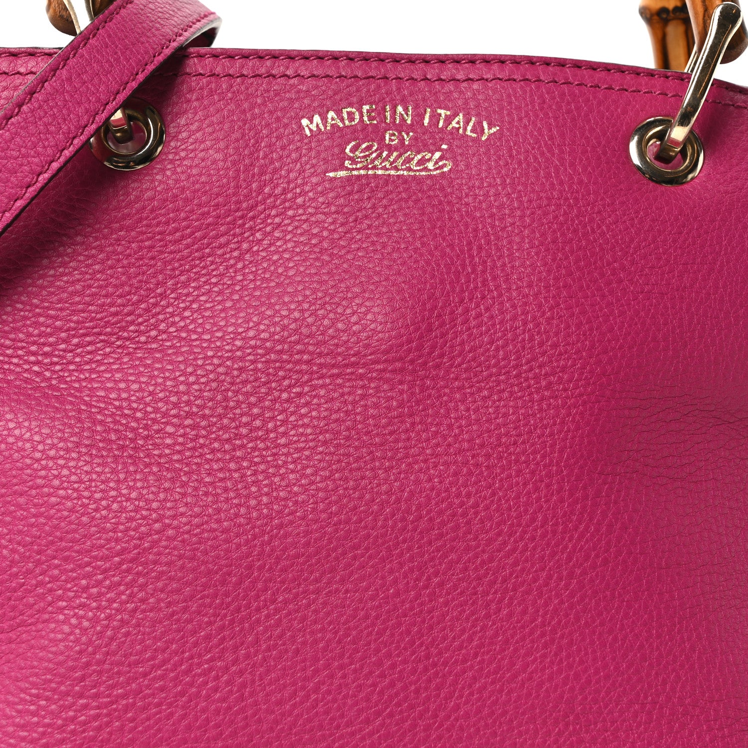 Gucci Calfskin Small Bamboo Shopper Tote Bright Bougainvillea 8 of 10