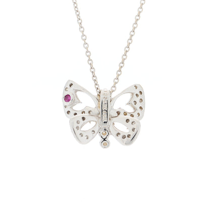 Roberto Coin 18K White Gold Diamond Butterfly Pendant Necklace 5 of 5