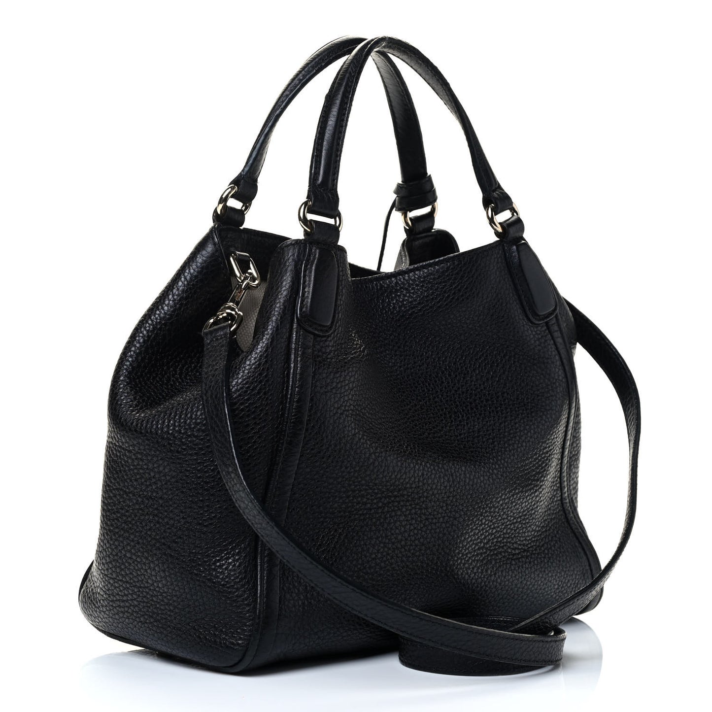 Pebbled Calfskin Small Soho Shoulder Bag Black