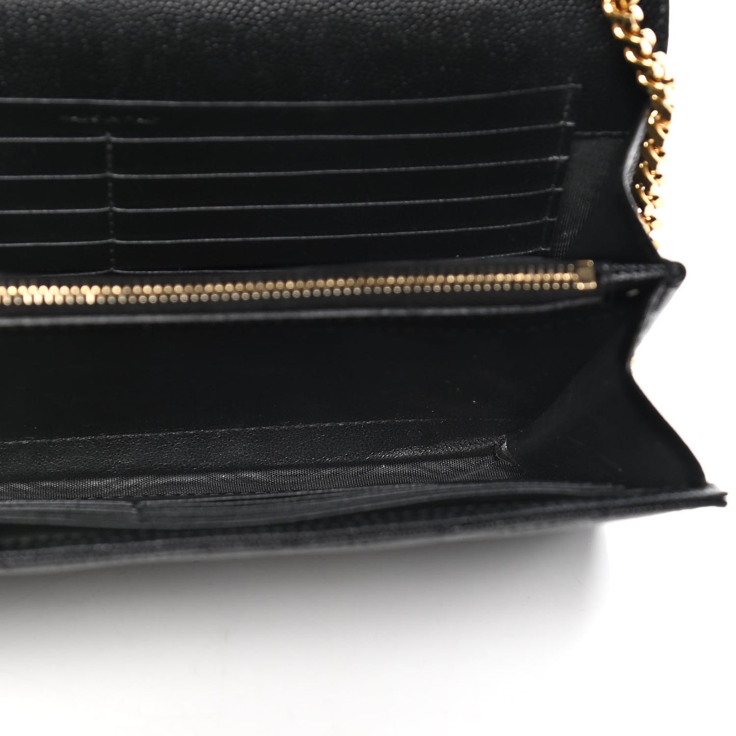 Grain De Poudre Matelasse Chevron Monogram Chain Wallet Black