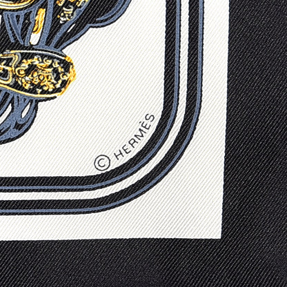 Hermes Silk Brides de Gala Nano Scarf 20 Black White Or 4 of 6